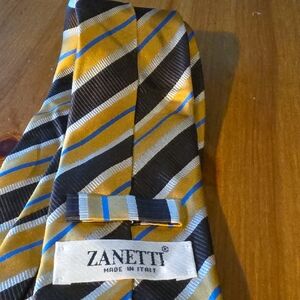 Zanetti Gold and Blue Striped Men's Tie